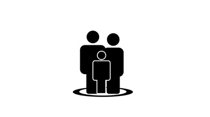 Family Icon. Vector isolated black and white editable illustration of a family