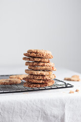 Stack of homemade oat cookies