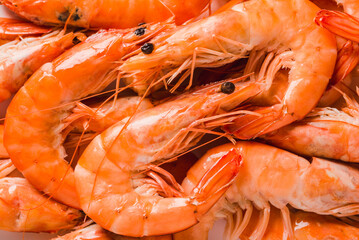 Tasty shrimps as background close up.