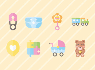 eight baby shower icons