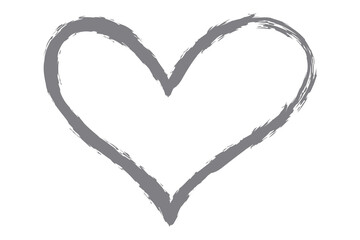 Fototapeta na wymiar Heart contour vector. Grey hand drawn love icon isolated. Paint brush stroke heart icon. Hand drawn vector for love logo, heart symbol, doodle icon and Valentine's day. Painted grunge vector shape