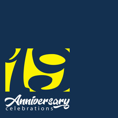 19 YEAR Anniversary celebrations logo design concept Premium Vector