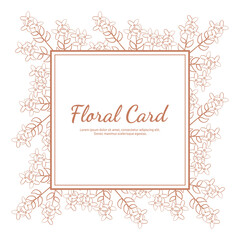 Square Line Art Design Flower Leaf Frame Greeting Invitation Card