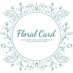 Circle Line Art Design Flower Leaf Frame Greeting Invitation Card