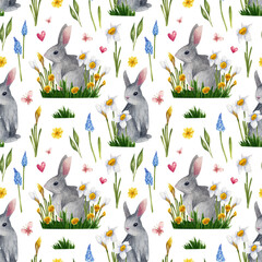 Spring Easter pattern in watercolor