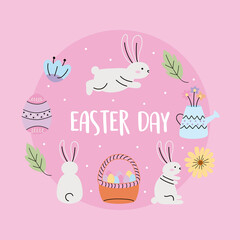 happy easter circular frame