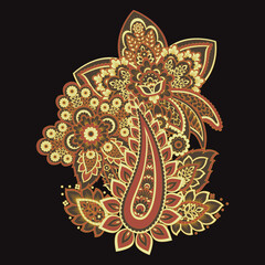 Vector Paisley Floral isolated ornament
