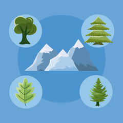 five landscape nature icons