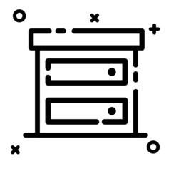 Simple cupboard icon design, vector illustration with dotted line style, best used for banner or web application