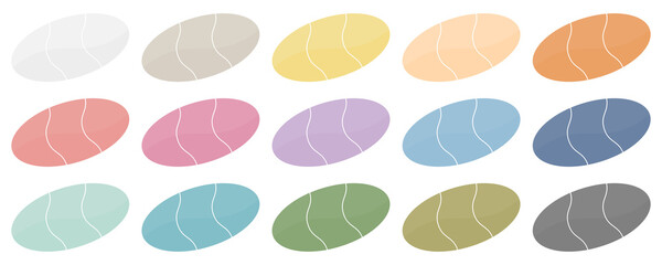 Fünfzehn Geteilte Diagonale Preisaufkleber Oval Retrofarben Set