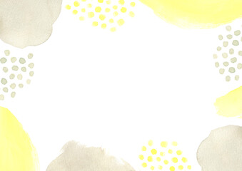 ベージュとイエローの水彩テクスチャのフレーム