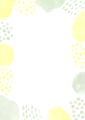 グレーとイエローの水彩テクスチャのフレーム