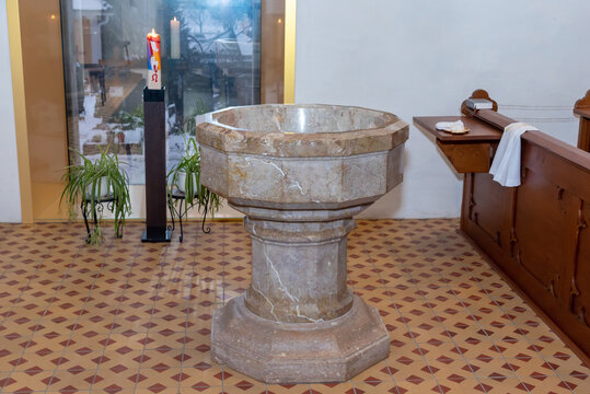 baptismal font made of stone
