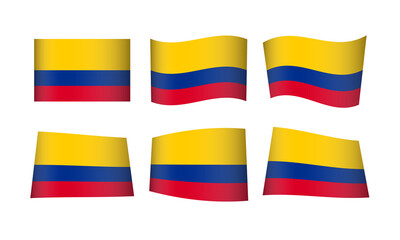 Colombian Flag Set Colombia Columbia Flags Republic National Symbol Banner Icon Vector Stickers Africa Yamoussoukro Wave Flags Country State Day Emblem Wave Realistic Independence Culture Nation