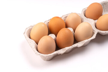 Organic chicken eggs on the table. Eggs are good for everyone and health. Farm products, natural eggs.