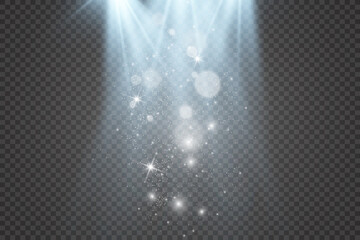 White scene on with spotlights. Vector illustration.