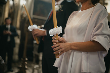Wedding ceremony in the church stock photo.