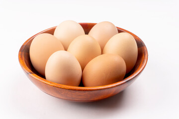 Organic chicken eggs on the table. Eggs are good for everyone and health. Farm products, natural eggs.