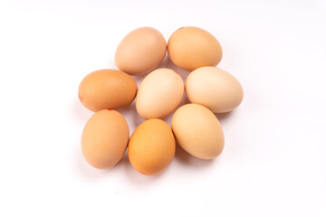 Organic chicken eggs on the table. Eggs are good for everyone and health. Farm products, natural eggs.