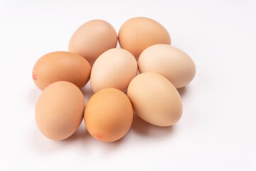 Organic chicken eggs on the table. Eggs are good for everyone and health. Farm products, natural eggs.