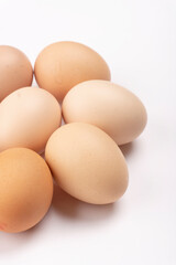 Organic chicken eggs on the table. Eggs are good for everyone and health. Farm products, natural eggs.