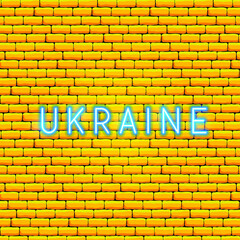 Ukraine Neon Text. Vector Illustration of National Promotion.