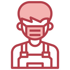 PLUMBER red line icon,linear,outline,graphic,illustration