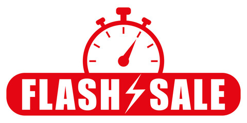 Flash sale. Red vector icon.