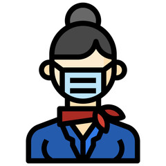 AIR HOSTESS filled outline icon,linear,outline,graphic,illustration