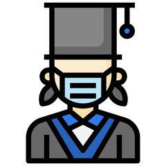 GRADUATE filled outline icon,linear,outline,graphic,illustration