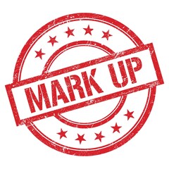 MARK UP text written on red vintage stamp.