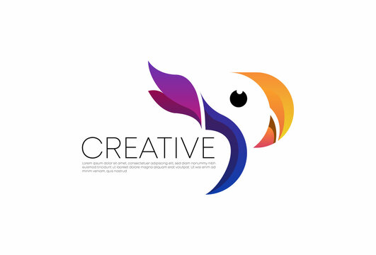 Abstract parrot logo gradient multicolored