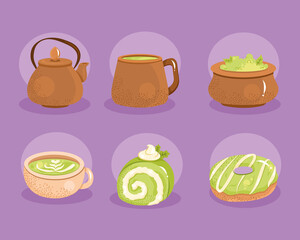 matcha tea six icons