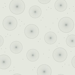 Nahtloses Muster des abstrakten grauen Löwenzahns. Geometrisches Muster in Pastellfarben. Große graue Kreise in zufälliger Form. Vektorillustration für Websitedesign, Innenarchitektur, Kleidung.