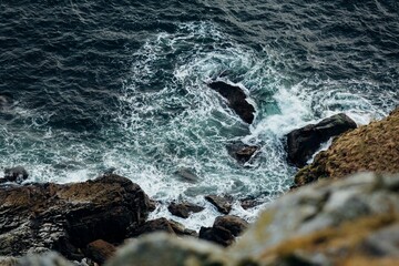Waves on the coast of the bird island Runde