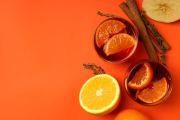 Concept of drink with Sangria, space for text