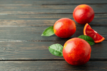 Concept of citrus with red orange, space for text