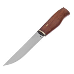 Knife tourist, hunting, tactical, military for survival and self-defense. Steel blade. Wooden handle. An isolated object on a white background.
