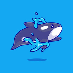 cute orca whale illustration suitable for mascot sticker and t-shirt design