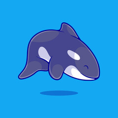 Naklejka premium cute orca whale illustration suitable for mascot sticker and t-shirt design