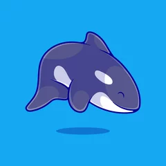 Tuinposter cute orca whale illustration suitable for mascot sticker and t-shirt design © Cikiz
