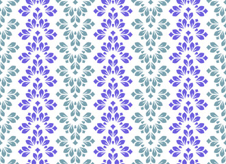 Flower geometric pattern. Seamless vector background. White and blue ornament. Ornament for fabric, wallpaper, packaging. Decorative print
