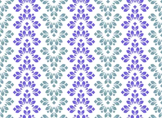 Schilderijen op glas Flower geometric pattern. Seamless vector background. White and blue ornament. Ornament for fabric, wallpaper, packaging. Decorative print © ELENA