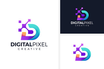 Fototapeta letter d concept technology logo design vector illustration obraz