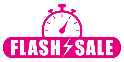 Flash sale. Pink vector icon. Illustration.