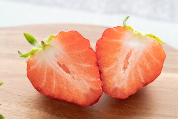 strawberries on a wooden background