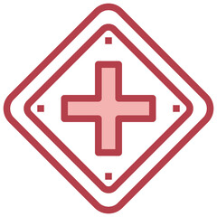 CROSSROADS red line icon,linear,outline,graphic,illustration