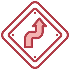 ZIG ZAG red line icon,linear,outline,graphic,illustration