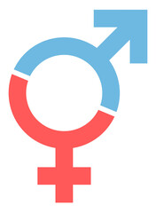 Fototapeta premium Symbole Weiblich & Männlich Kombination Rot Blau