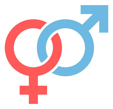 Symbole Weiblich & Männlich Verbunden Rot Blau
